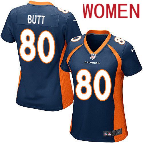 Women Denver Broncos 80 Jake Butt Nike Navy Game NFL Jersey